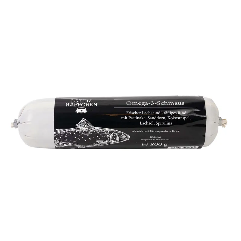 Sparpaket 6 x 800 g Lottis Häppchen Omega-3 Schmaus Hunde Nassfutter Ausverkauf